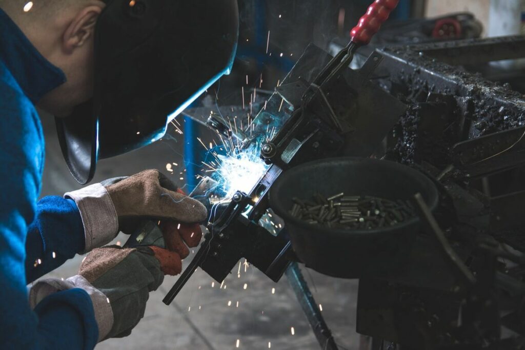A welder with protective equipment using a plasma cutter