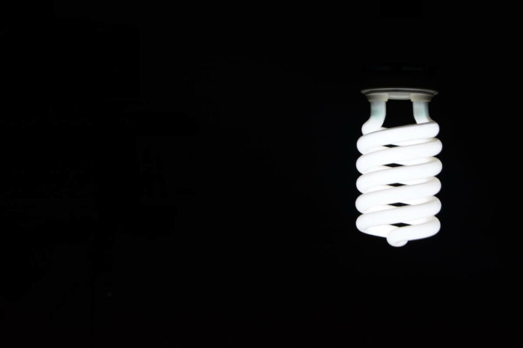 A CFL bulb shining in the dark